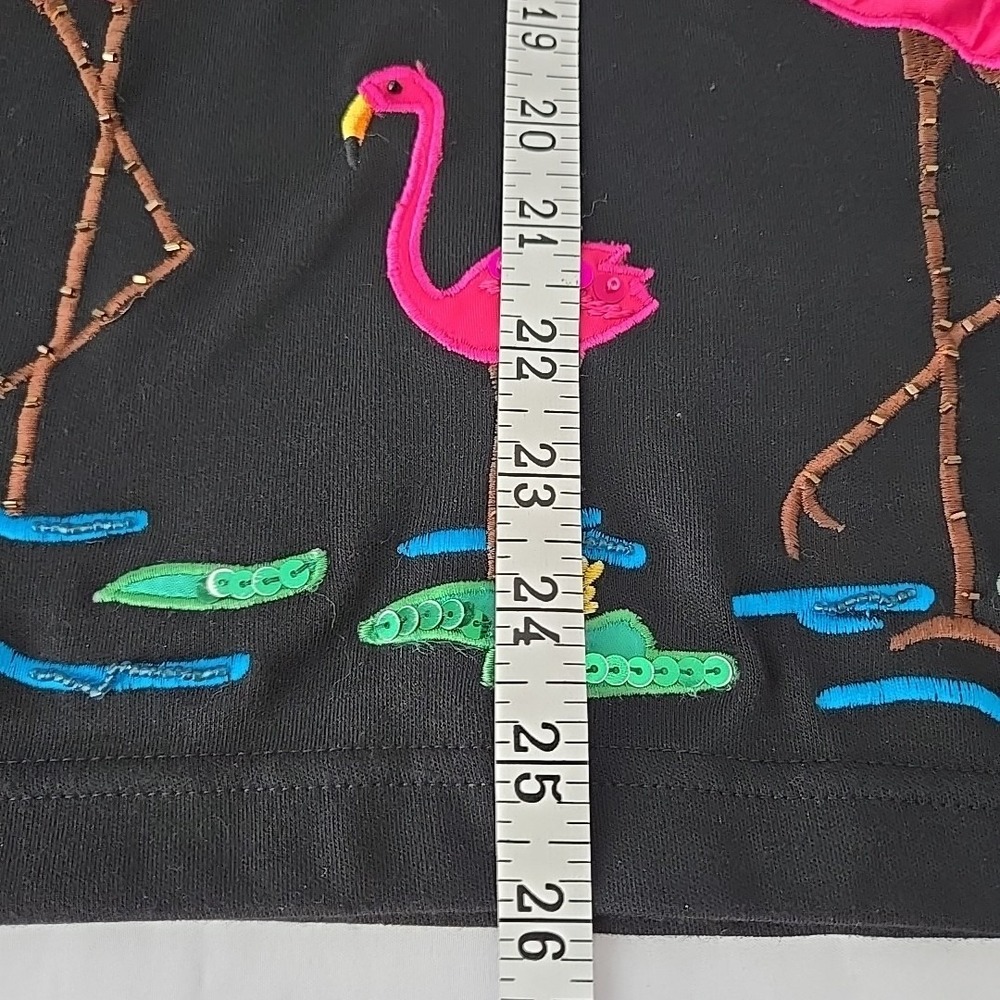 VTG Victoria Harbour Flamingo Embroidered Beaded Shirt M Coastal Beach Flare - Picture 7 of 8